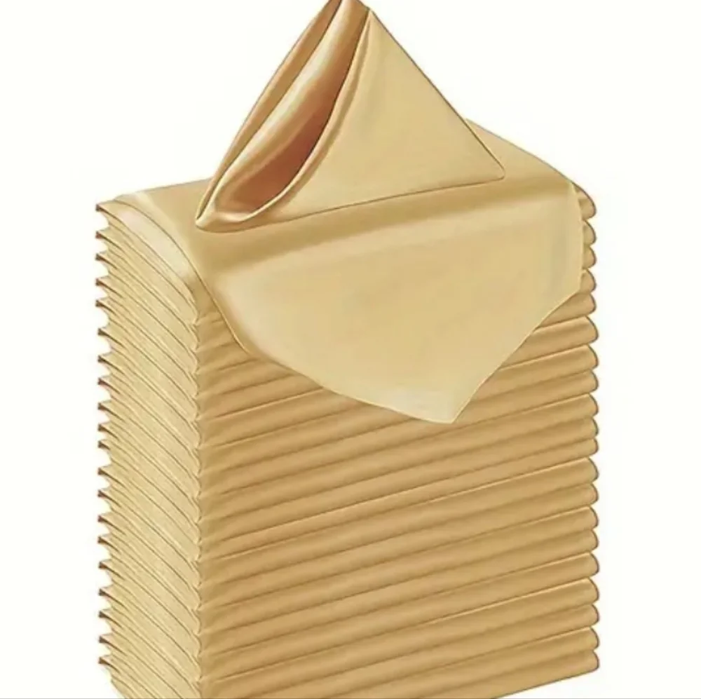 Elegant Gold Satin Cloth Napkins Bundle Of 12